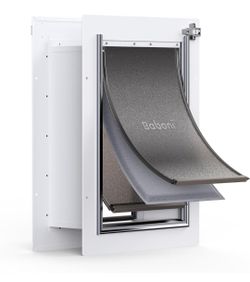 Baboni Pet Door for Wall,3-Flap,Steel Frame and Telescoping Tunnel, Aluminum Lock, Double Flap Dog Door and Cat Door, Strong and Durable (Pets Up to 4