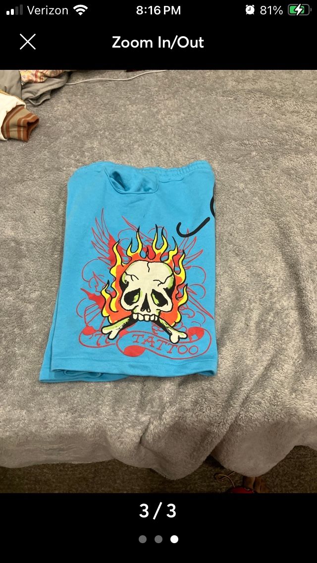 Blue Ed Hardy Fleece Shorts