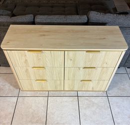 Beige 6 Drawer Round Edge Dresser