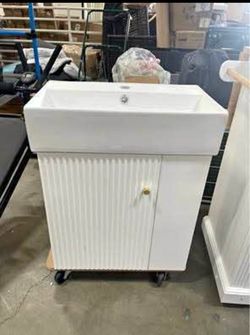 Assembled New 20" Wall-Mount Bathroom Vanity with Ceramic Sink, 20 Inch Floating Sink Vanity