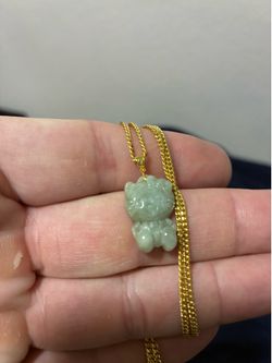 Jade Buddha hello kitty pendant