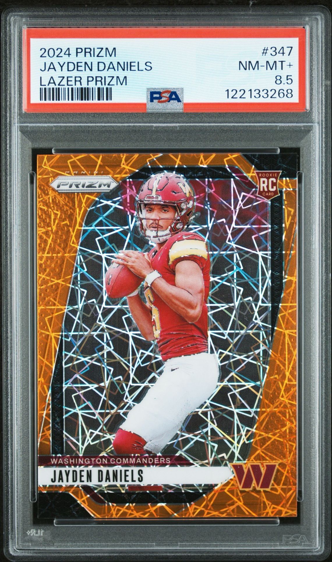 2024 Jayden Daniels Prizm Orange Lazer PSA 8.5 Commanders