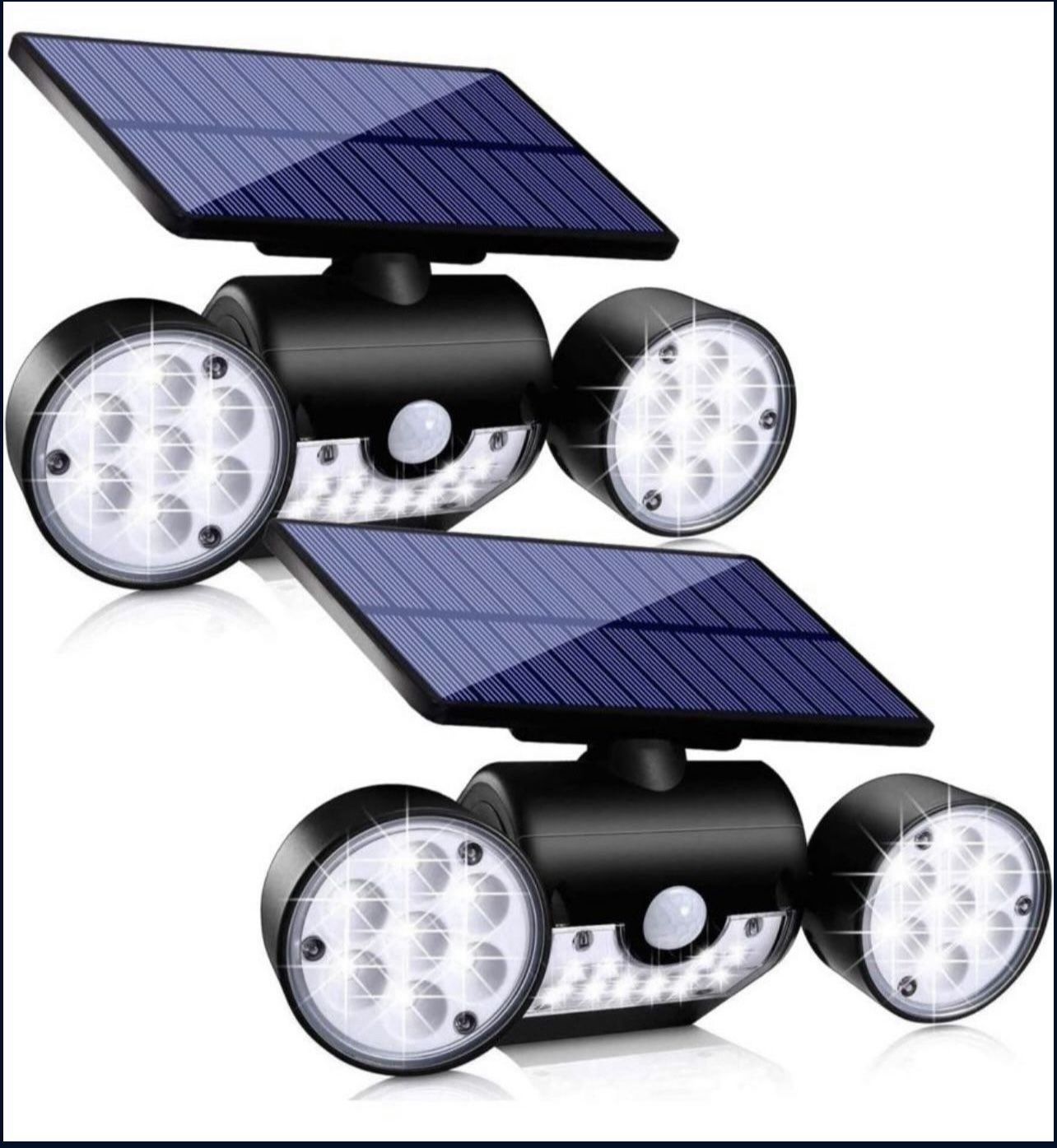 Outdoor Solar Lights, Ollivage 30 LED Solar Security Lights with Motion Sensor Dual Head Spotlights IP65 Waterproof 360° Adjustable LED Solar Motion L