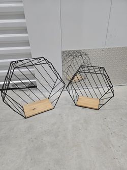 2 Wall.shelves Metal And Wood