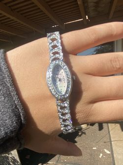 Silver Crystal-Embellished Dress Watch