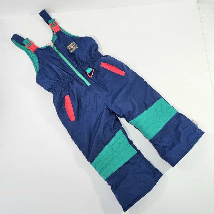 Vintage Gymboree Kids Colorblock Ski Bib Snow Overalls Medium Retro 90s