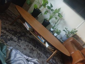 Long oval wood table