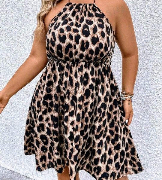 Ladies Halter Leopard print dress