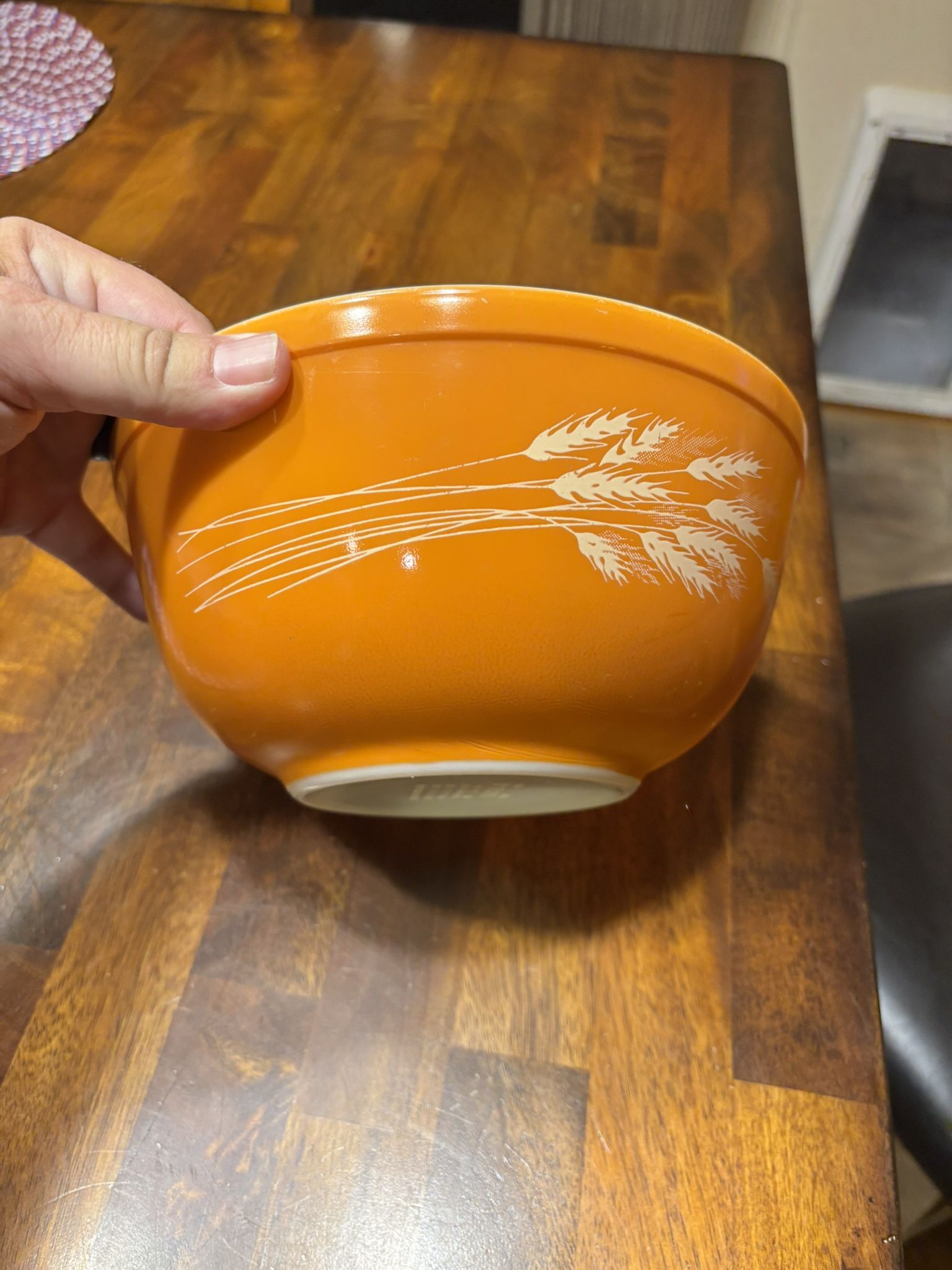Vintage Pyrex Autumn Harvest Wheat Orange Rust Brown Mixing Bowl