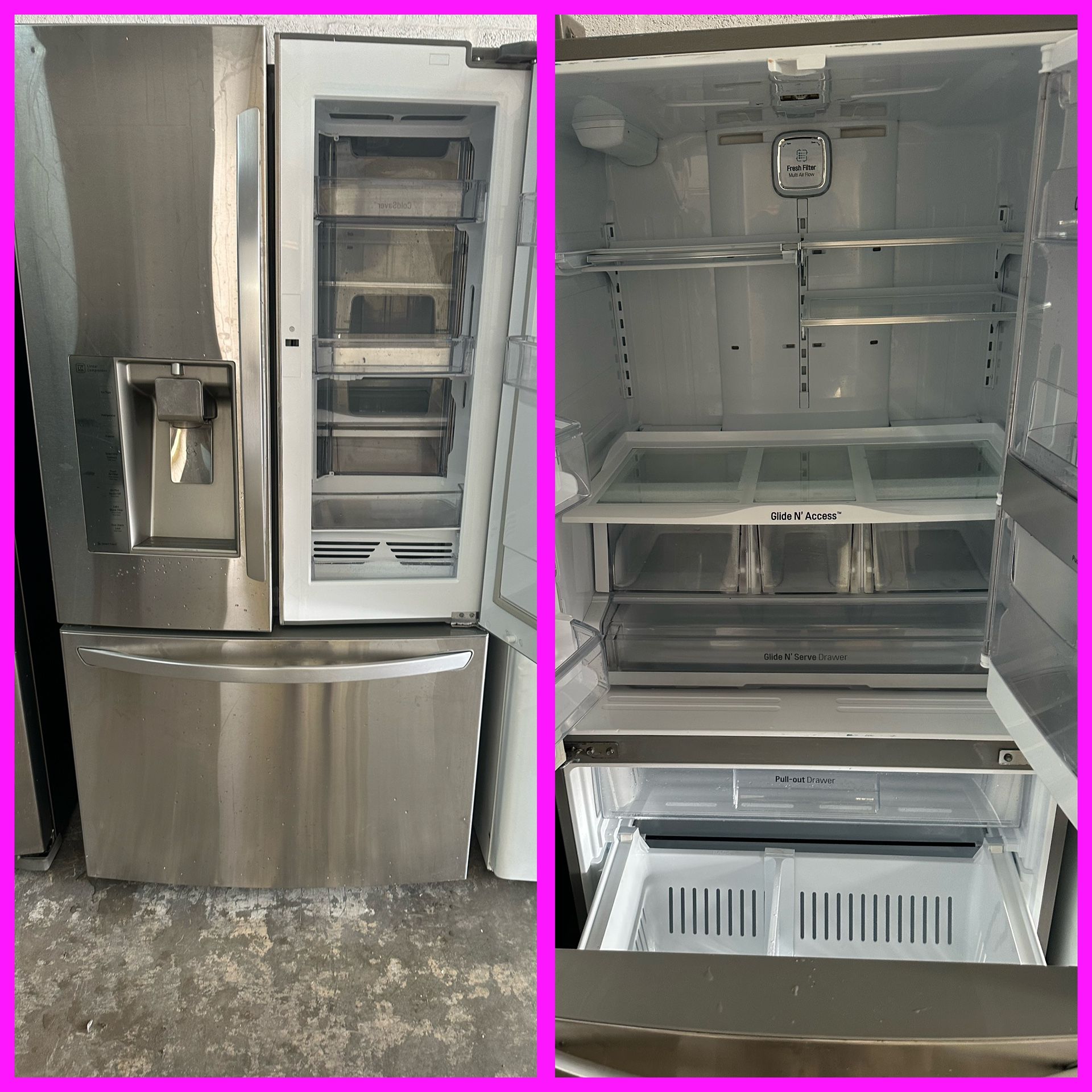 36 Wide French Door Refrigerator , Stainless Steel Refrigerator