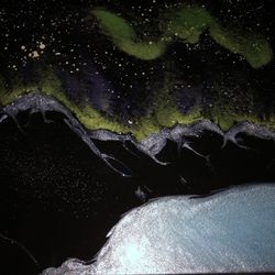 NORTHERN LIGHTS 16x20 CANVAS EPOXY RESIN ART 