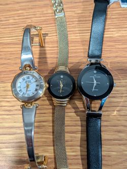 Anne Klein Lot of 3 Used Women Wrist Watches Ladies New Battery Run Working