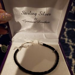 Leather & Sterling Silver Bracelet
