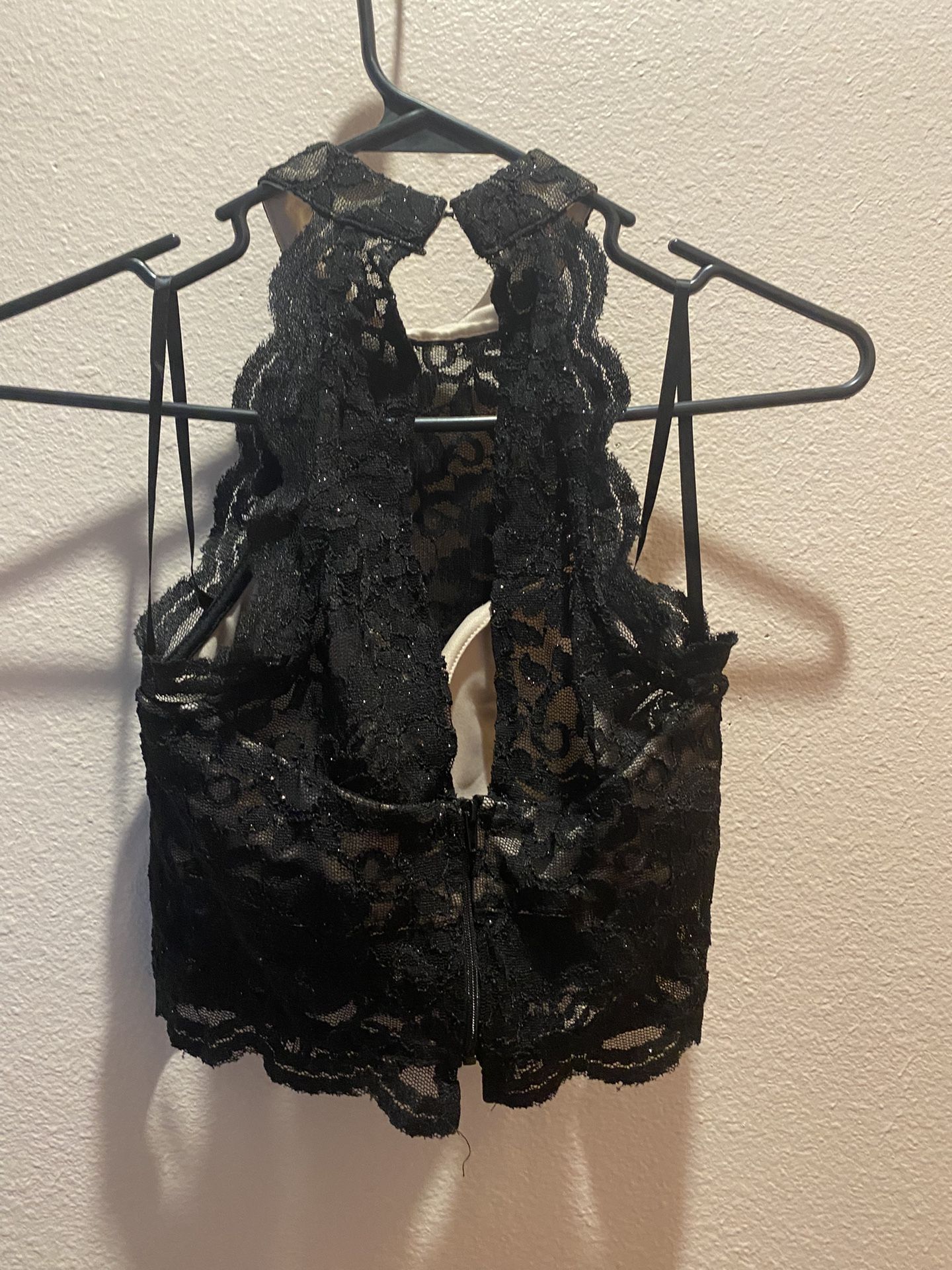 Black Lace Halter Top# Size 3