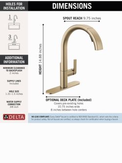 Delta Keele Brushed Gold Kitchen Faucet with Pull Down Sprayer, Modern Brushed Gold Single Hole Kitchen Sink Faucet, Single Handle, Champagne Bronze 1