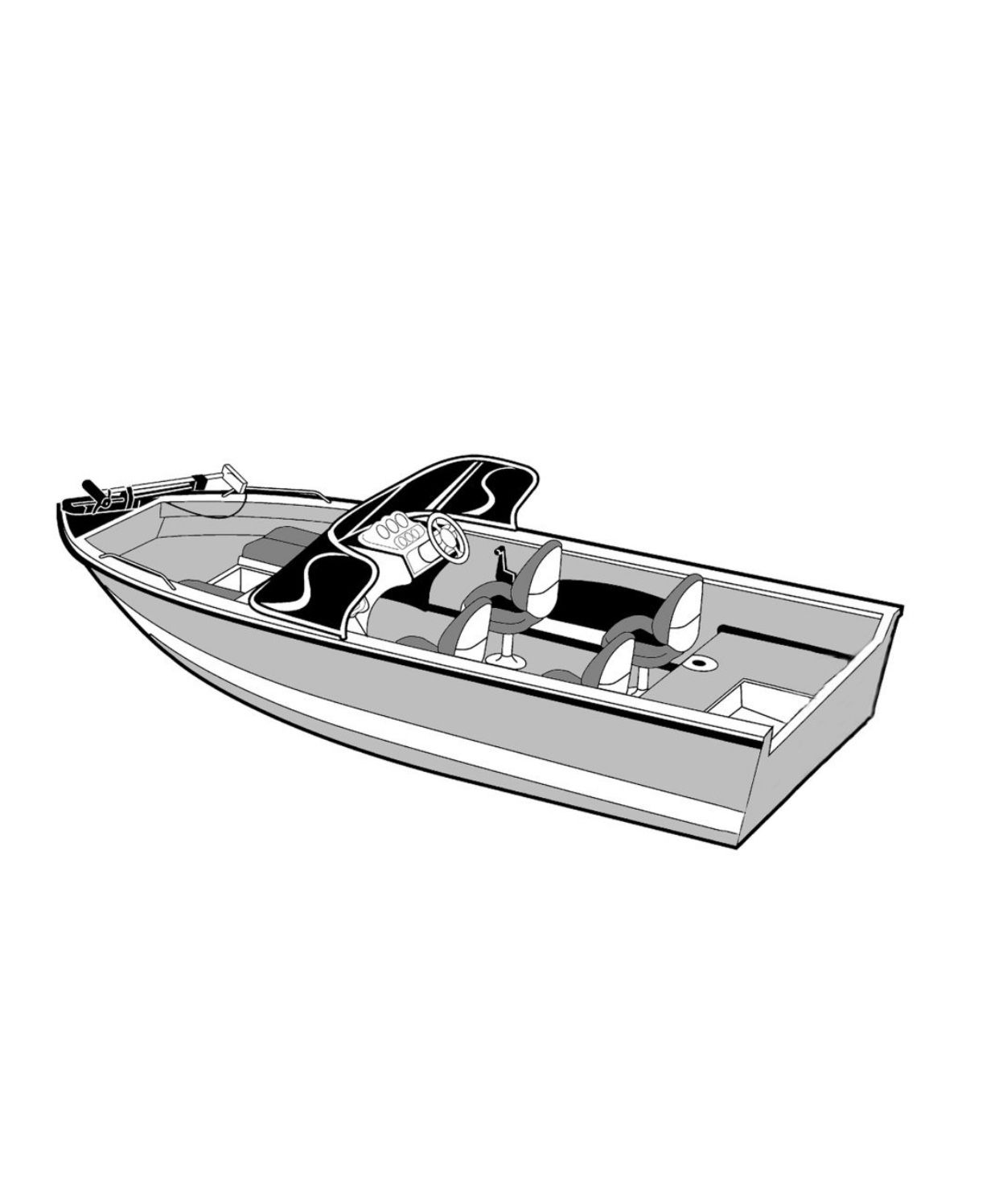 Carver 72316P-10 Styled-to-Fit Cover for Outboard Aluminum V-Hull Boat with Walk-Thru Windshield - 16'6" Length x 100" Width