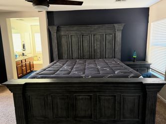 AFW King Bed Frame and Nightstand - Grey