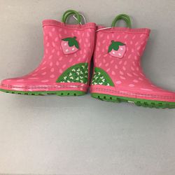 New Pink Strawberry Rain Boots Size 2