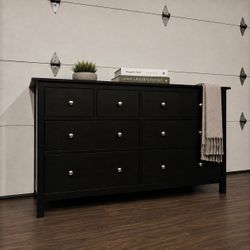 HUGE Solid Wood 8-Drawer Dresser, Black Finish | Hemnes