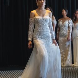 Beaded Long Sleeves Mermaid Style Gown Size 2-4