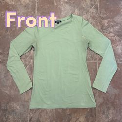 Ambiance Long-Sleeve Scoop Neck Top in Light Sage