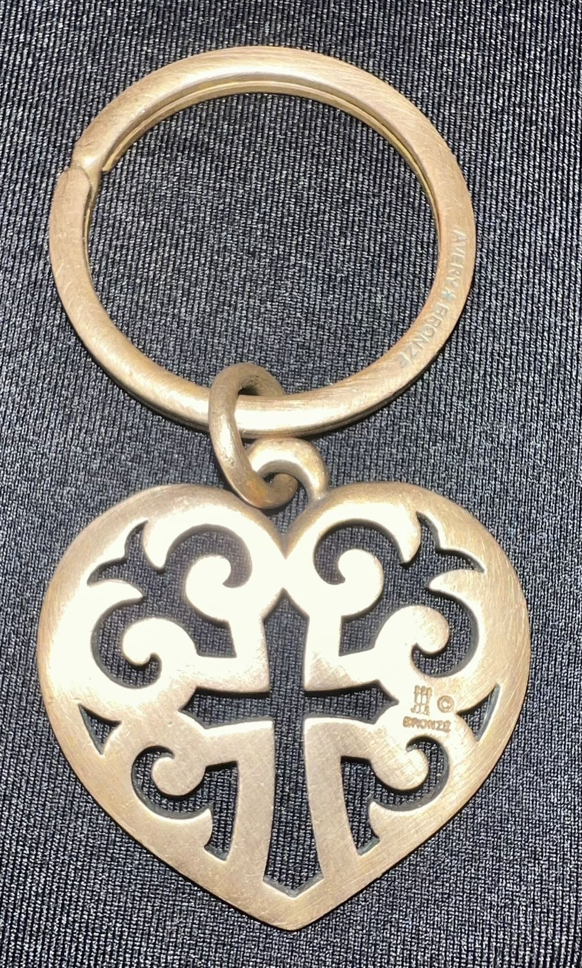 (RARE) LARGE James Avery - Bronze Regal Heart Cross Pendant “RETIRED” Keychain