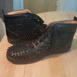 Lou batan black spiked red bottom sneakers