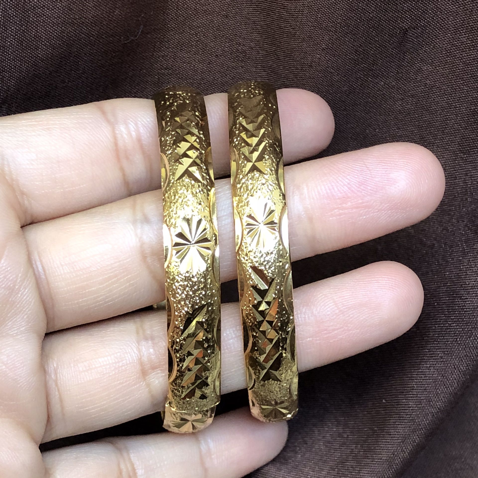 Gold Plated Bangles Heavy Highly Quality! 8” Around Openable Bracelets Women’s Jewelry Accessories 