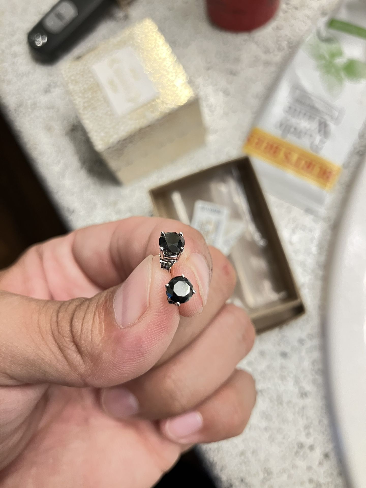 Black Diamond (1 Carat) And White Gold Earrings (Macys)