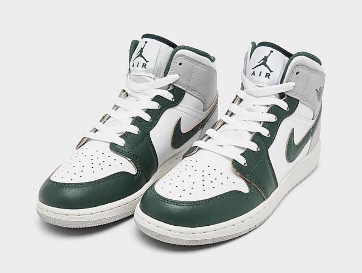 Size 10 Nike Air Jordan 1 Mid Shoes Oxidized Green White Grey FQ7720-103 Men’s NEW