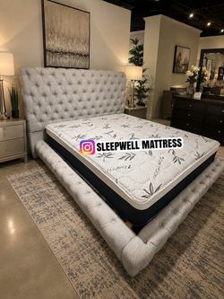New Queen bed frame with mattress