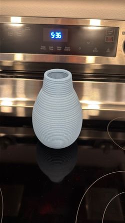 Light Blue Ribbed Decorative Vase