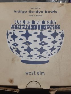 West Elm Indigo Tie-Dye Bowls Set of 3