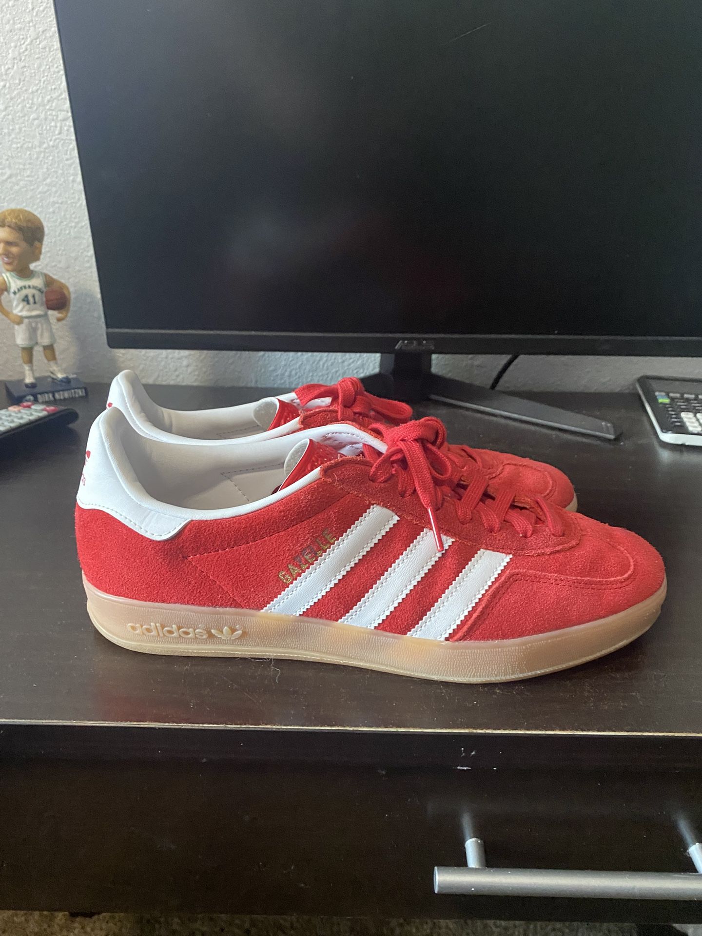 Red Adidas Gazelles (barely worn)