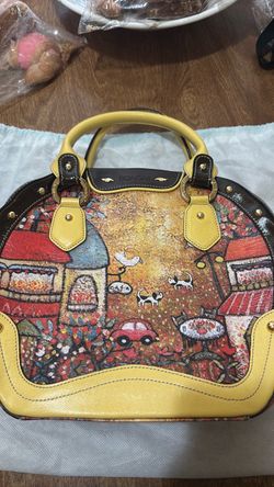 Sonomi Dome Satchel Handbag with Whimsical Print