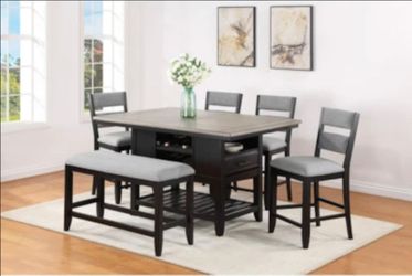 Beautiful dinning set. Wenny 60" Black + Grey Two Tone Counter Height Table