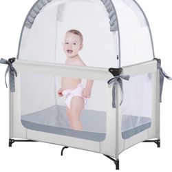 Pack N Play Tent, Baby Pop Up Crib Tent to Keep Baby in, Crib Net for Pack and Plays, Mini Cribs & Play Yards 55x51x28 in