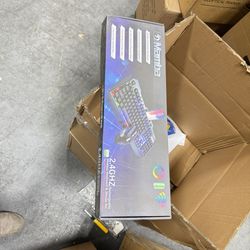 Wireless Gaming Keyboard and Mouse Combo,61 Key Rainbow Backlit Keyboard with Rechargeable 3800mAh,Mechanical Feel,Ergonomic,Quiet,Waterproof,RGB Mute