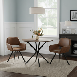 Fontana 3 Piece Walnut Dining Table Set with 2 California Chairs, Suede Brown