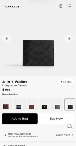 COACH MENS 3 IN 1 WALLET