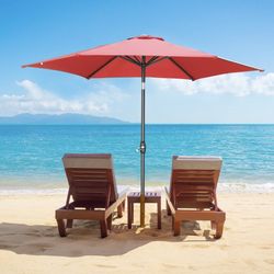 Outdoor 9 Feet Aluminum Market Umbrella with Crank and Push Button Tilt - No Base  