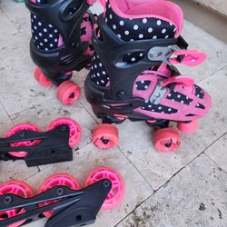 Pink Adjustable Roller Skates