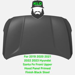 For 2019 2020 2021 2022 2023 Hyundai Santa Fe Front Upper Hood Panel Primed Finish Black Steel