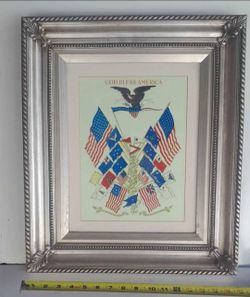 Nice framed print of America flag history