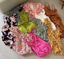 Woman clothes, dresses, gym sets