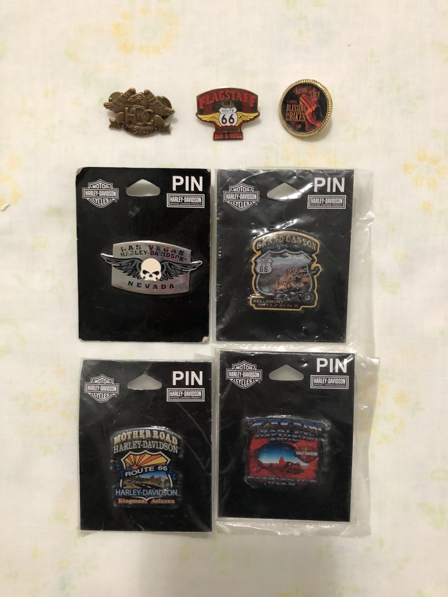Harley Davidson 6 Pins Plus Another Bikers Pin 7 Total Some New All For $40