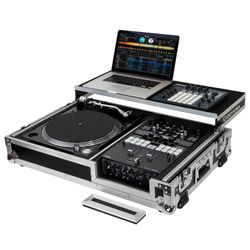 Odyssey FZGS1BM10W Reversible 10″ Format DJ Mixer and One Battle Position Turntable Coffin Flight Case with Glide Platform
