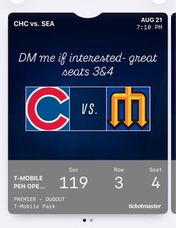 Mariners vs Cubs 8/21 @7:10