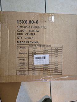 New never used wirtire lawn mower wheel 15x6,00 pneumatic qty 2 pack