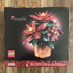 Lego Icons Poinsettia Botanical Collection #10370, Ages 18 Plus, 608 Pieces, Building Set for Adults, Artificial Flowers Plant Decor Centerpiece *NEW*